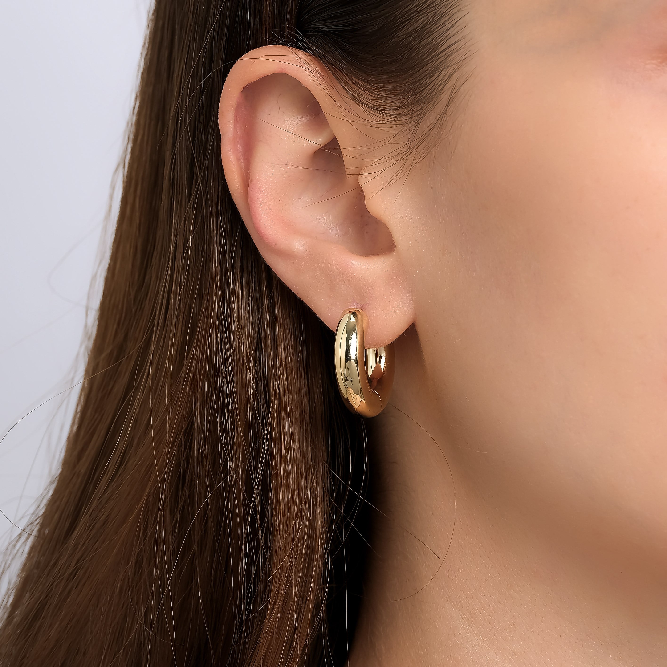 14 Ayar 20mm Halka Küpe Taşsız